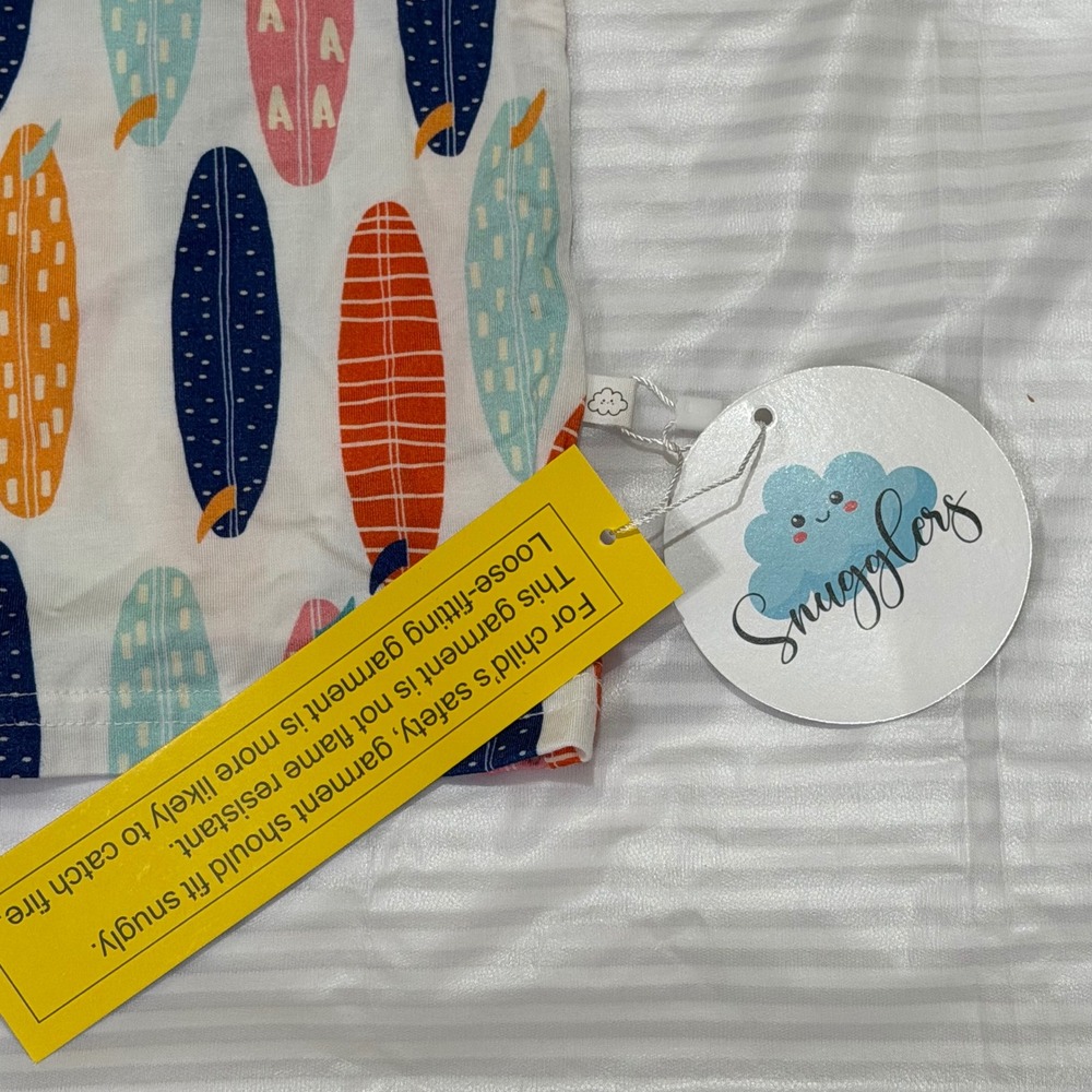 Snugglers Bamboo Viscose Surfboard Pajama Set Pink Blue Orange 4T NEW - Picture 3 of 4
